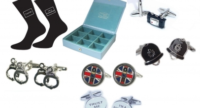 Police Cufflink + Socks Gift Set with Case