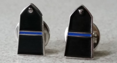 POLICE EPAULETTE “THIN BLUE LINE” TIE PIN – BUY ONE, GET ONE HALF PRICE