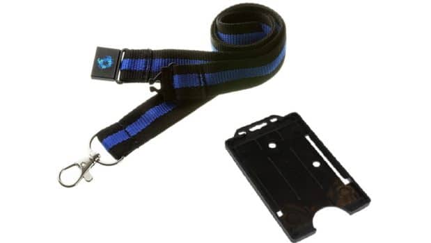 thin blue line lanyard with card holder