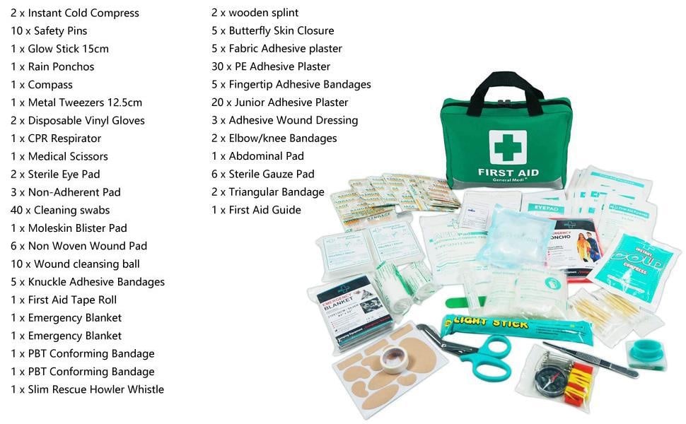 First aid kit contents