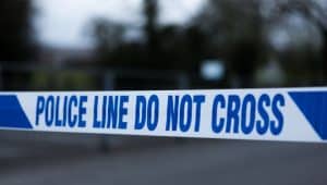 blue police tape used in UK.