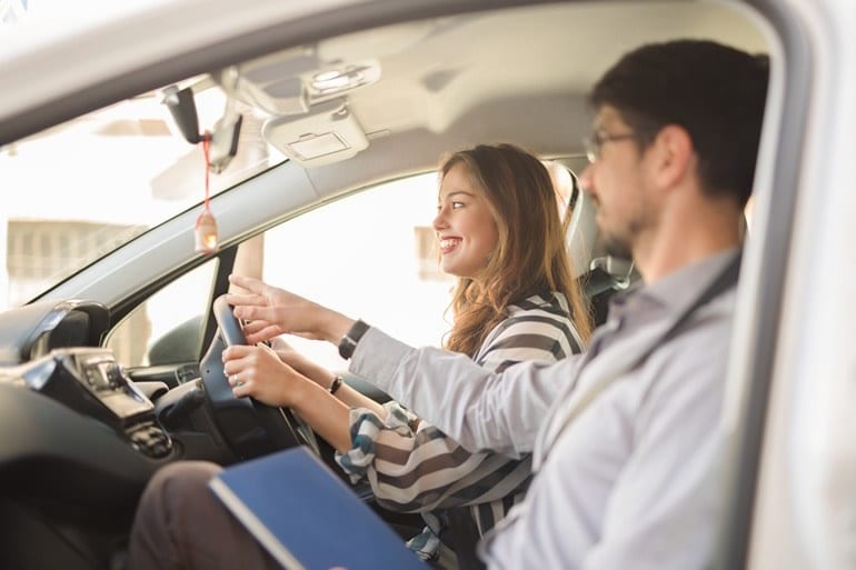 woman learning to drive