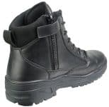 Black Full Leather Combat Mid Height Boots Side Zip
