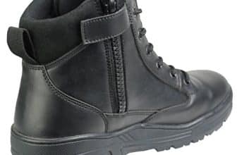 Black Full Leather Combat Mid Height Boots Side Zip